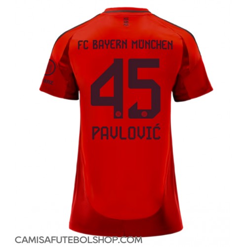 Camisa de time de futebol Bayern Munich Aleksandar Pavlovic #45 Replicas 1º Equipamento Feminina 2024-25 Manga Curta